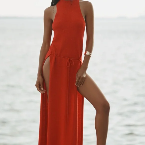 Elegant Red Swim Cover-Up - Picture 1 of 3